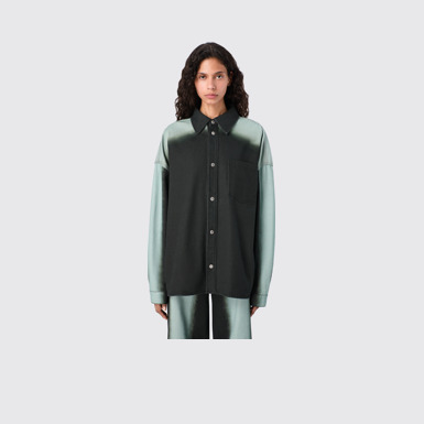 CAMPERLAB DENIM Black denim shirt with printed spray effect