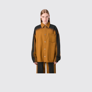 CAMPERLAB DENIM Terracotta denim shirt with printed spray effect