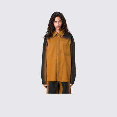 CAMPERLAB DENIM Terracotta denim shirt with printed spray effect