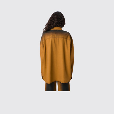 CAMPERLAB DENIM Terracotta denim shirt with printed spray effect