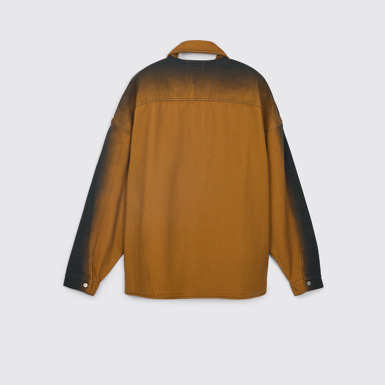 Back view of CAMPERLAB DENIM Terracotta denim shirt with printed spray effect