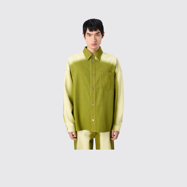 CAMPERLAB DENIM Green denim shirt with printed spray effect