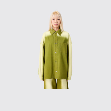 CAMPERLAB DENIM Green denim shirt with printed spray effect