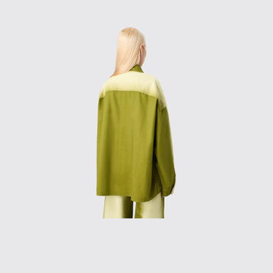 CAMPERLAB DENIM Green denim shirt with printed spray effect