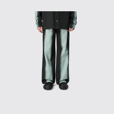 CAMPERLAB DENIM Black bootcut jeans with printed spray effect