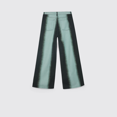 Back view of CAMPERLAB DENIM Black bootcut jeans with printed spray effect