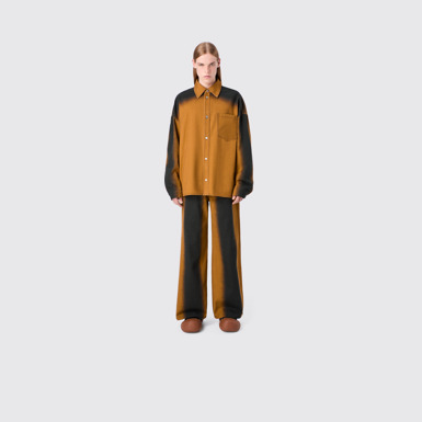 CAMPERLAB DENIM Vaquero terracota de corte bootcut con estampado de efecto espray