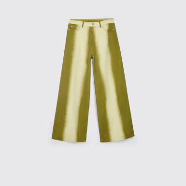 CAMPERLAB DENIM Calças de ganga bootcut verdes com efeito pulverizado estampado