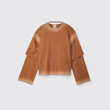 CAMPERLAB JERSEY T-shirt terracotta dégradé à manches longues en coton bio