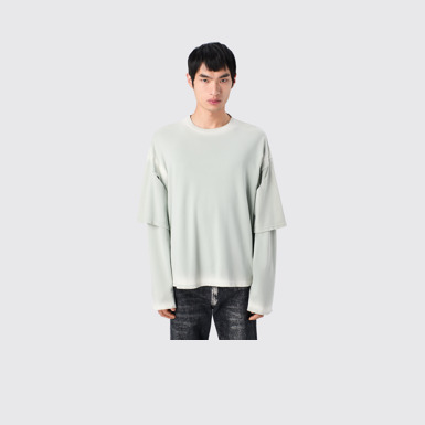 CAMPERLAB JERSEY Faded gray organic cotton long sleeve T-Shirt