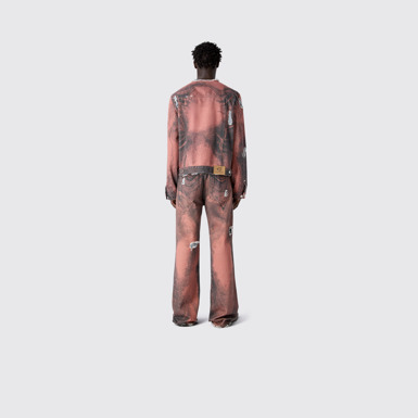 DISTORTED PRINT DISTRESSED DENIM JACKET