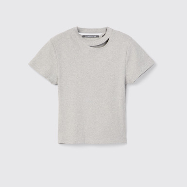 CUT-OUT RIBBED SLIM FIT T-SHIRT