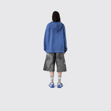 LOGO BOXY HOODIE FADED INDIGO