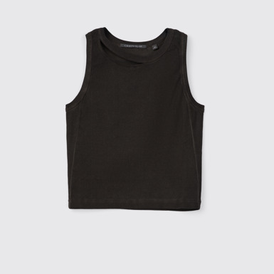 CUT-OUT RIBBED TANK TOP Verblasstes Schwarz
