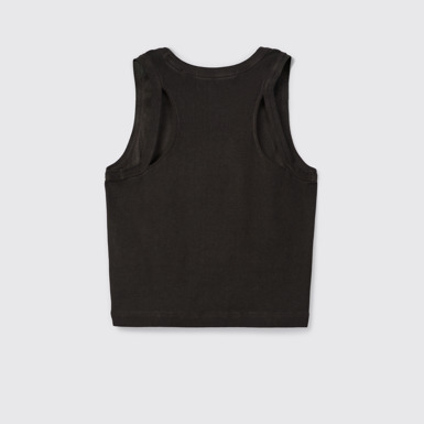 CUT-OUT RIBBED TANK TOP Verblasstes Schwarz