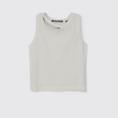 CUT-OUT RIBBED TANK TOP Hellgrau