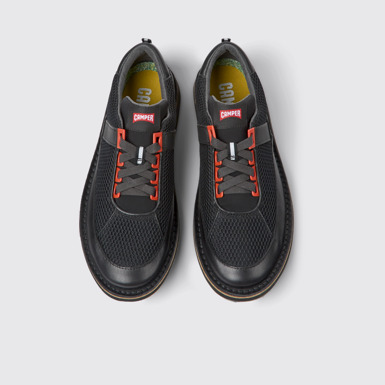 Overhead view of ReCrafted Black textile shoes for men
