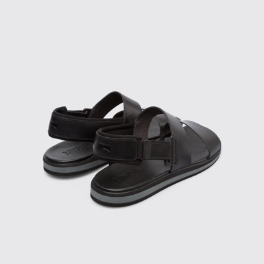 Back view of Spray Black Sandals for Men