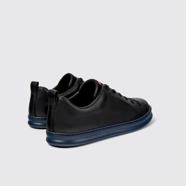 Back view of Runner Black Leather Sneakers for Men.