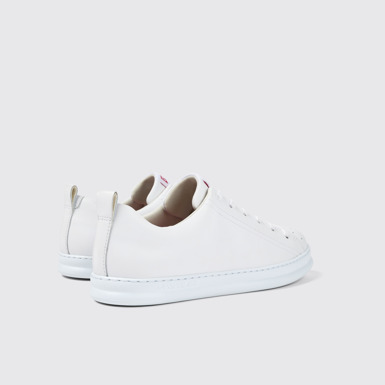 Back view of Runner White Leather Sneakers for Men.