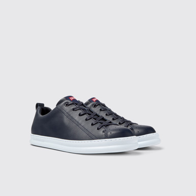 Front view of Runner Blue Leather Men's Sneakers.