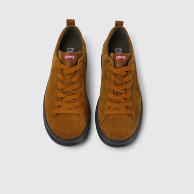 Overhead view of Runner Brown nubuck sneakers