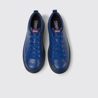 Overhead view of Runner Blue leather sneakers for men