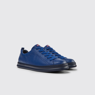 Front view of Runner Blue leather sneakers for men