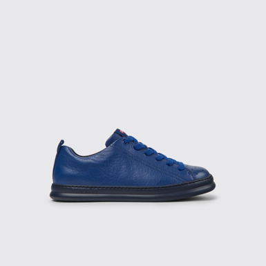 Side view of Runner Blue leather sneakers for men