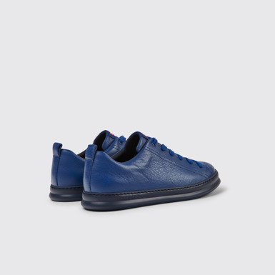 Back view of Runner Blue leather sneakers for men