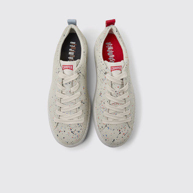 Overhead view of Twins Multicolored recycled leather sneakers for men