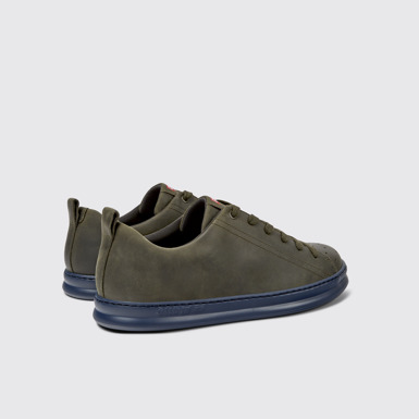 Back view of Runner Green leather sneakers for men