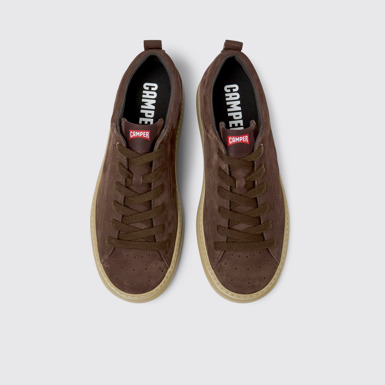 Overhead view of Runner Brown nubuck sneakers for men