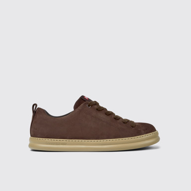 Side view of Runner Brown nubuck sneakers for men