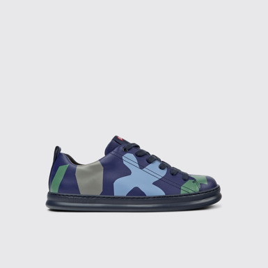 Twins Baskets en cuir imprimé bleu et vert pour homme