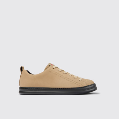 Side view of Runner Beige nubuck sneakers for men