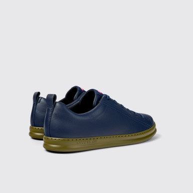 Back view of Runner Blue Leather Sneaker for Men