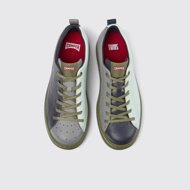 Overhead view of Twins Multicolored Leather Sneaker for Men