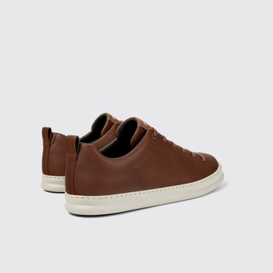 Back view of Runner Brown Leather Sneakers for Men.