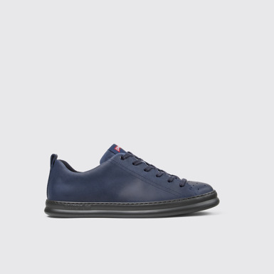 Side view of Runner Blue nubuck sneakers for men