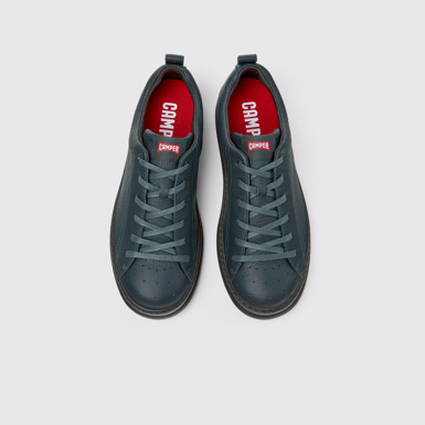 Overhead view of Runner Green leather sneakers for men