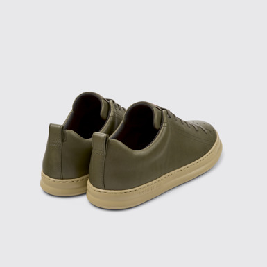 Back view of Runner Green Leather Men's Sneakers.