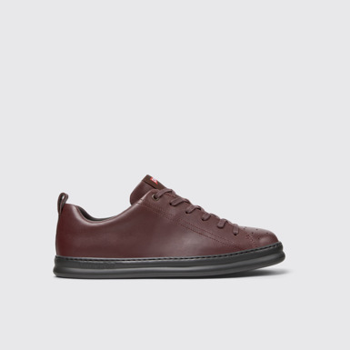Side view of Runner Burgundy Leather Sneakers for Men.