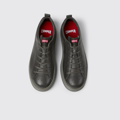 Overhead view of Runner Gray Leather Sneakers for Men.