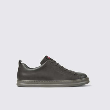 Side view of Runner Gray Leather Sneakers for Men.