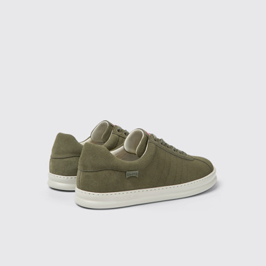 Back view of Runner Green nubuck sneakers for men