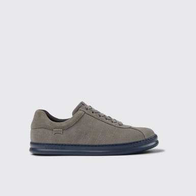 Side view of Runner Gray nubuck sneakers for men