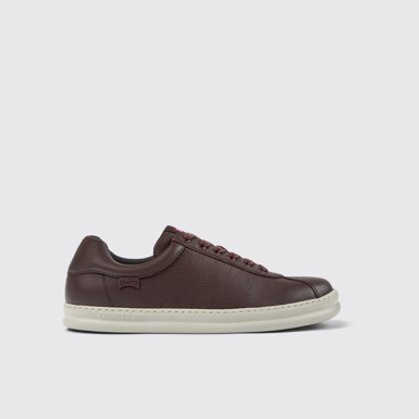 Side view of Runner Burgundy leather sneakers for men