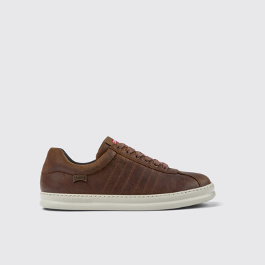 Side view of Runner Brown leather sneakers for men