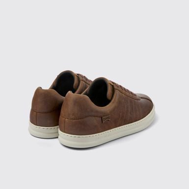 Back view of Runner Brown leather sneakers for men